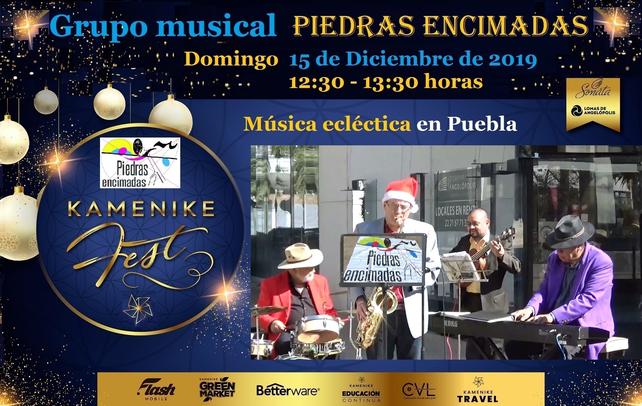 Concierto de Piedras Encimadas en Bazar navideño, Lomas de Angelópolis, Puebla – www.jazz-digestivo.org